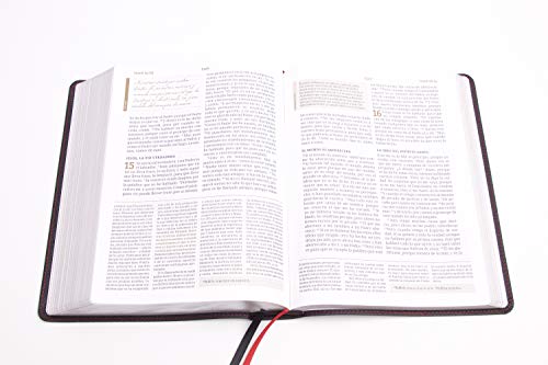 RVR 1960 Biblia de estudio Spurgeon, negro piel genuina