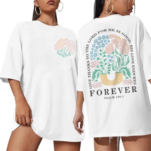 ▶ Camisetas de fe cristiana para mujer, con versículo religioso de la Biblia, camisetas inspiradoras florales de gran tamaño, Blanco, XX-Large