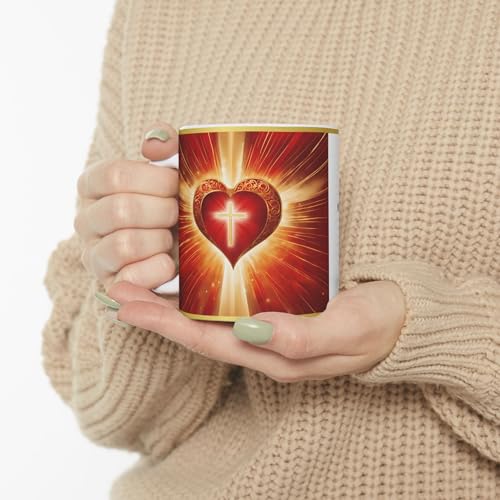 ▶ Taza Religiosa con Pasajes Bíblicos - Diseño Inspirador de Fe - Regalos Cristianos para Devotos de Dios y Reflexión - Cerámica 11 oz (dios es amor)