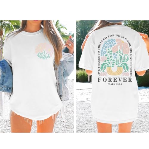 ▶ Camisetas de fe cristiana para mujer, con versículo religioso de la Biblia, camisetas inspiradoras florales de gran tamaño, Blanco, XX-Large