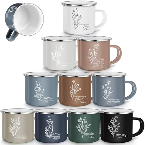 ▶ 20 tazas de café cristianas a granel de 12 onzas con versículo bíblico esmaltado, citas religiosas, regalos de agradecimiento a los empleados, para mujeres, hombres, compañeros de trabajo