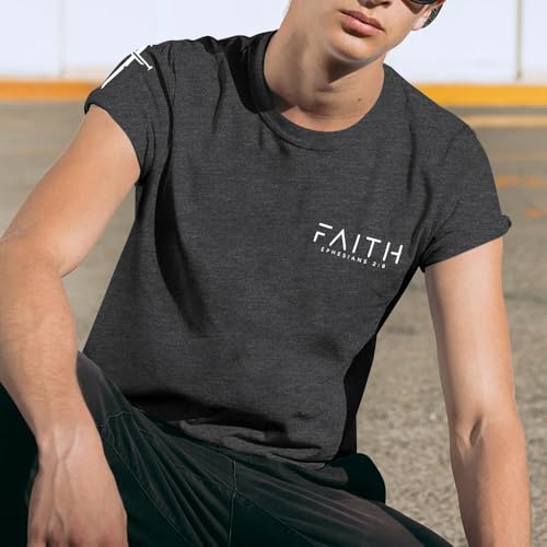 ▶ Camisas cristianas para hombres: camisetas estampadas con cruz de fe, regalos cristianos para hombres, camisas de Jesús, camisetas de la Santa Biblia, Gris oscuro, X-Large