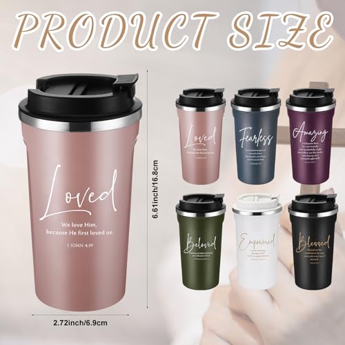 ▶ 6 piezas de regalos cristianos inspiradores para hombres y mujeres, 17 onzas con versículos de la Biblia, frascos de café, vaso a granel para el día del abuelo, regalo para reconocimiento