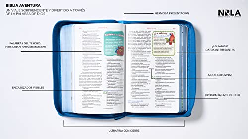 Nbla Biblia Aventura, Leathersoft, Azul, Interior a Color, Con Cierre