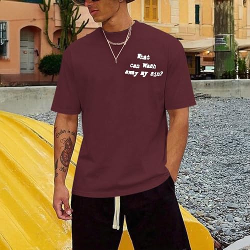 ▶  Camisetas cristianas para hombre, con versículo bíblico, con fe religiosa, playera inspiradora de Jesús Dios, playera con gráfico cruzado, Granate, M