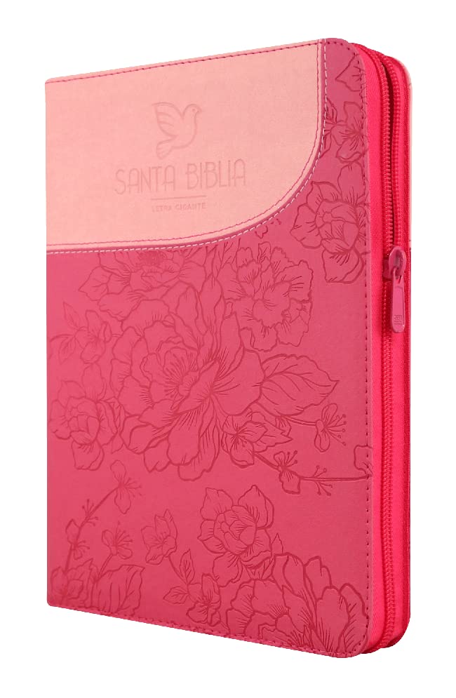 BIBLIA LETRA GIGANTE RV1960 ROSA PALOMA CON CIERRE INDICE PJR