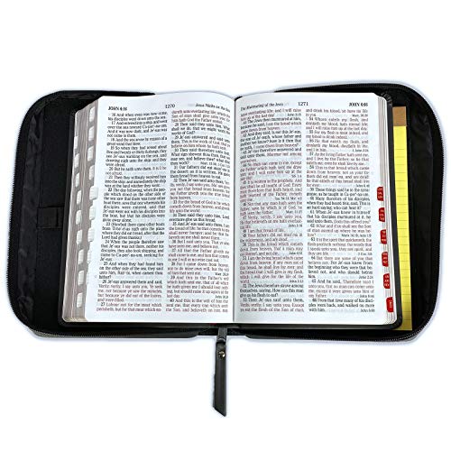 King James KJV Large Print Zippered Bible with Organizer Cover, black leathertouch indexed - My Organizer Bible