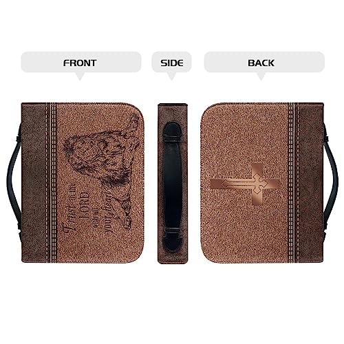 Dajingkj - Funda de piel para la Biblia para mujeres y hombres, tamaño grande, tamaño XL, organizador de transporte, bolsa de iglesia, bolsa con asa, Versículo bíblico con león, M