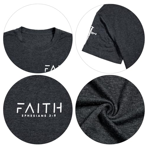 ▶ Camisas cristianas para hombres: camisetas estampadas con cruz de fe, regalos cristianos para hombres, camisas de Jesús, camisetas de la Santa Biblia, Gris oscuro, X-Large