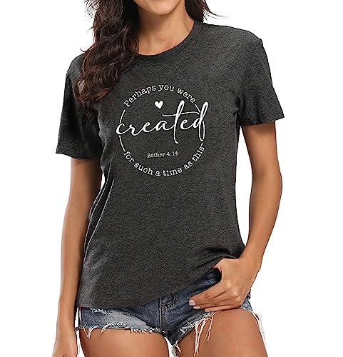 ▶Playera de manga corta cristiana con versículo bíblico, Negro -, L