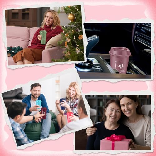 ▶ 40 tazas de café de plástico con versículo bíblico con tapas, vasos de plástico religioso reutilizables de 16 onzas, regalos de agradecimiento de la iglesia cristiana para empleados