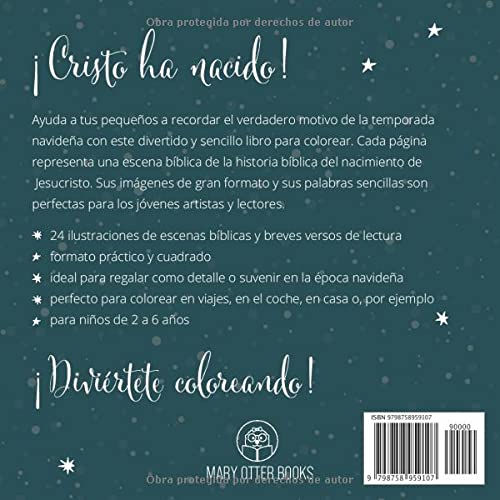 Un Libro para colorear esperando la Navidad - La Historia de la Navidad: La Primera Navidad Dibujos de natividad para colorear con escenas religiosas bíblicas para niños de 2-6 años (Spanish Edition)