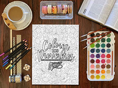 Colorea los Proverbios: Un libro cristiano de colorear para adultos: Un original libro religioso para colorear con 45 versículos de la Biblia