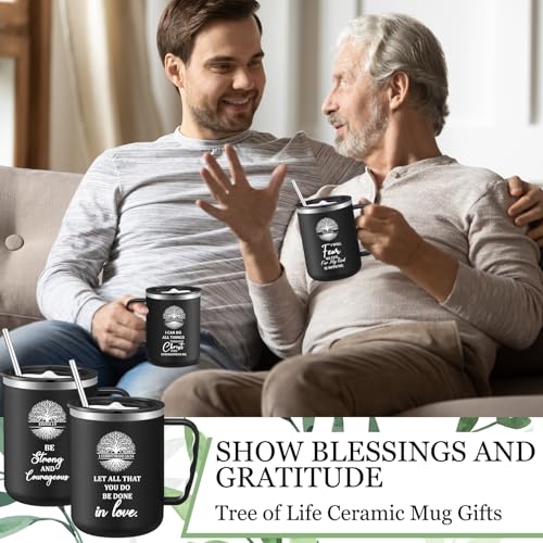 ▶ Juego de 10 vasos de regalo cristiano con versículo bíblico a granel, 17 onzas, tazas de café cristianas con tapa y pajita, vasos religiosos de Jesús para iglesia, domingo, escuela, regalos