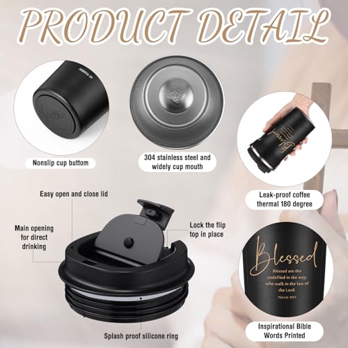▶ 6 piezas de regalos cristianos inspiradores para hombres y mujeres, 17 onzas con versículos de la Biblia, frascos de café, vaso a granel para el día del abuelo, regalo para reconocimiento