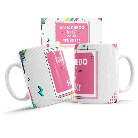 ▶ Taza De Cerámica, Taza Todo Lo Puedo, 11oz, Mensaje Cristiano