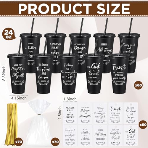 ▶ Vasos de regalo cristianos de Navidad a granel de 24 onzas con tapa con popote, tarjeta de escritura, regalo de agradecimiento para empleados, taza religiosa para profesores, enfermeras
