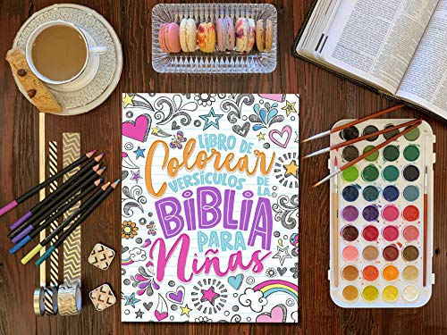 Libro de colorear - Versículos de la Biblia para niñas (Spanish Edition)