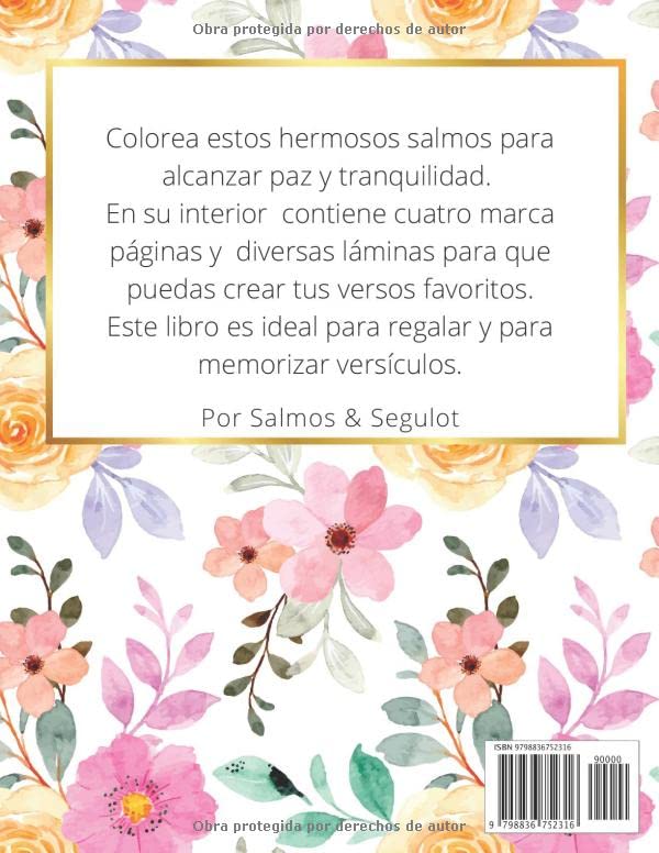 colorea los salmos Libro Para Colorear (para adultos y niños) Versículos de la Biblia Poderosos para la Ansiedad , Preocupación, Miedo y Antiestrés (Spanish Edition)