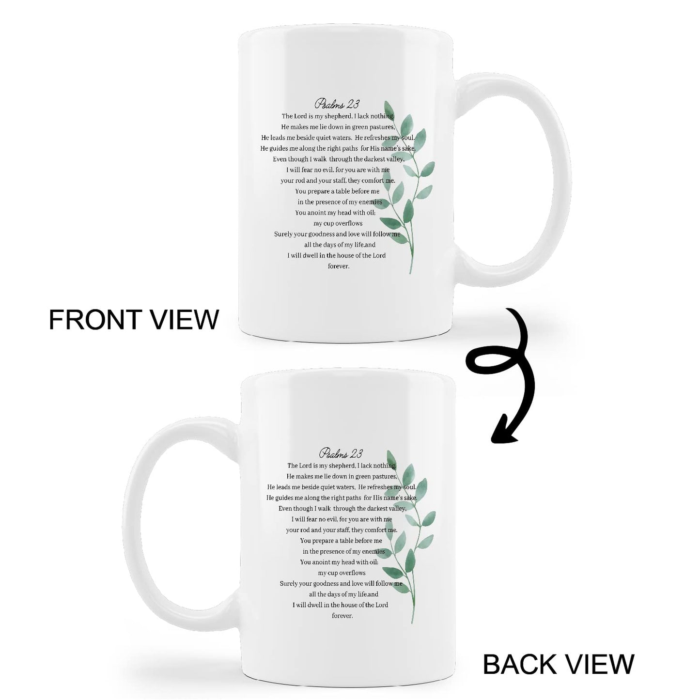 ▶ Taza de cerámica con versículos de la Biblia del Señor es mi pastor, taza de cerámica de 11 onzas, tazas de fe cristiana, regalos para mujeres cristianas, hombres, adolescentes, niñas y niños, regalo para amantes de los perezosos