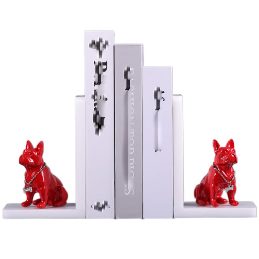 Sujetalibros de Bulldog Inglés rojo, sujetalibros para perros, sujetalibros decorativos Bulldog, sujetalibros Boston Terrier, sujetalibros de animales para niños, extremos de libros para estantes,