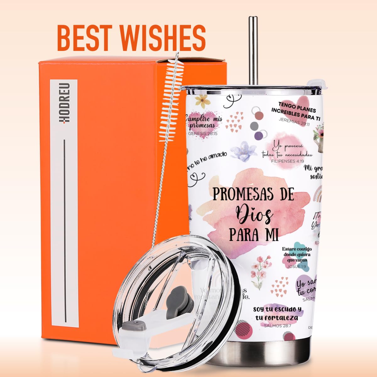 ▶ Vasos cristianos españoles para mujeres, regalos religiosos, vaso de 20 onzas, regalo de agradecimiento para pastor, esposa, taza de viaje aislada para oración, regalo de escritura femenina, taza