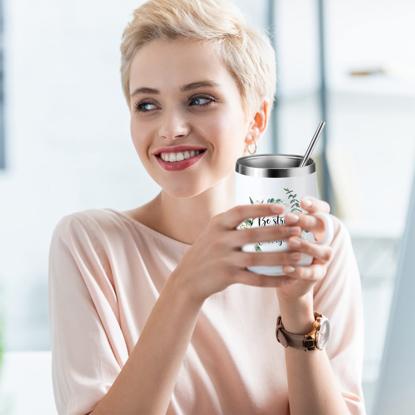 ▶  3 Set Regalos Cristianos para Día de la Madre para Mujer Taza de Café Inspiradora Vaso de Acero Inoxidable de 12 oz Bolsa de Maquillaje con Versículo Bíblico de Eucalipto Llavero Cristiano