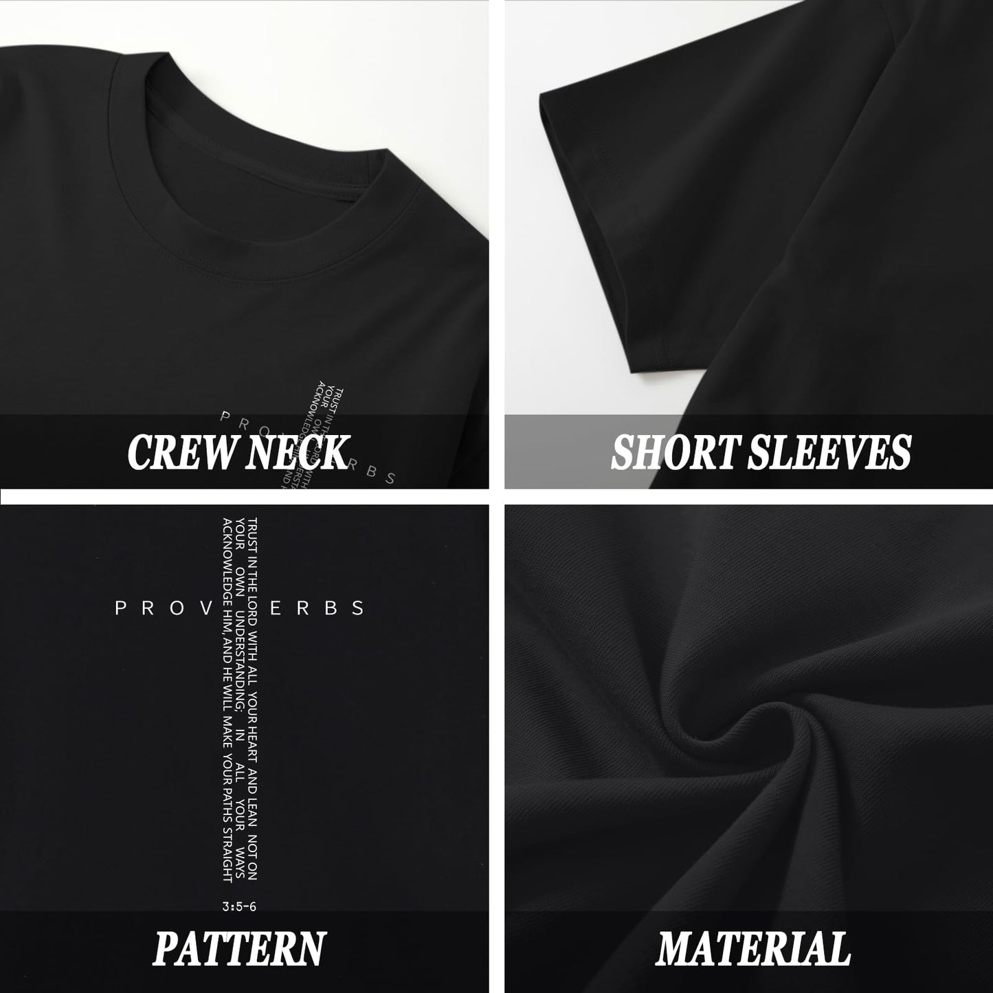 ▶Camisetas cristianas para hombre, estilo clásico, religioso, con versículo bíblico, playera con fe de Jesús, playera con gráficos inspiradores, Negro -, M