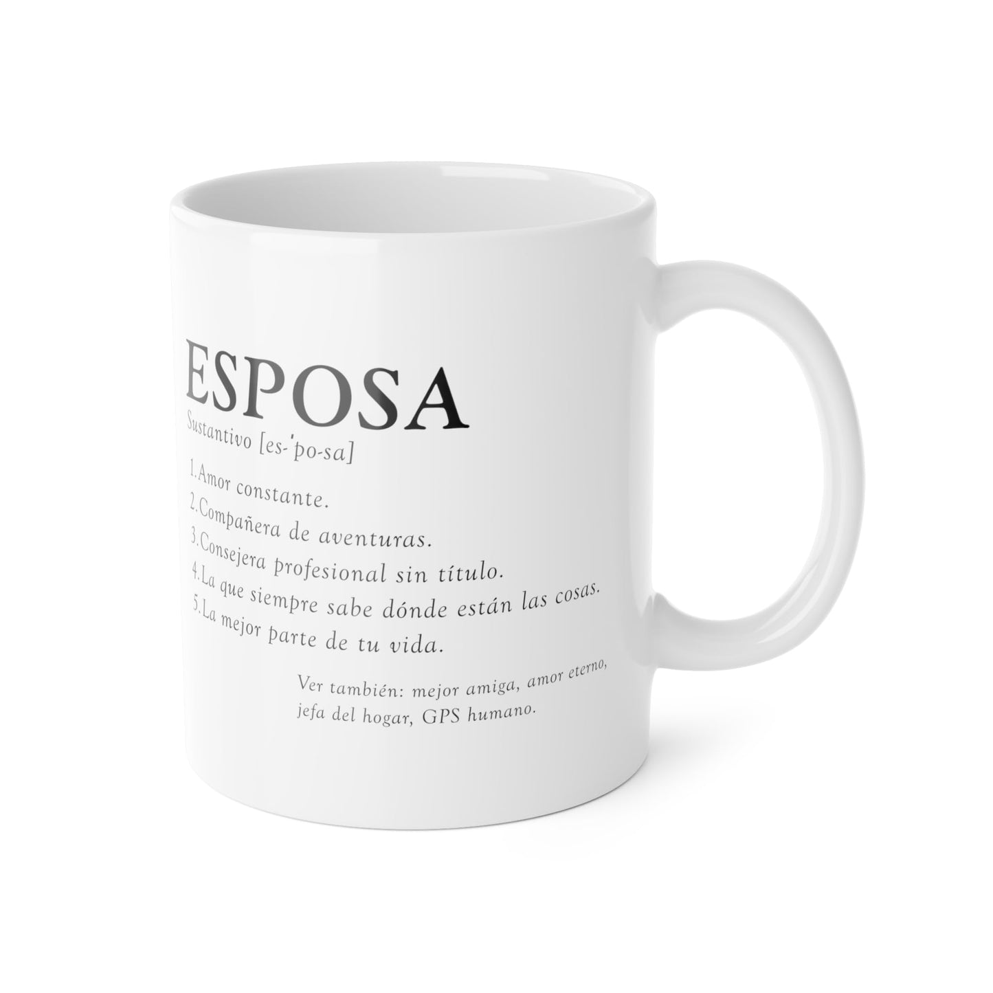 ▶ Taza Cerámica 11 oz Definicion Esposa con Frase Divertida Tierna para Mujer Especial en tu Vida Detalle Romántico Pareja Diseño Creativo Emotivo Ideal Café Té Chocolate Cerámica Amor Diario