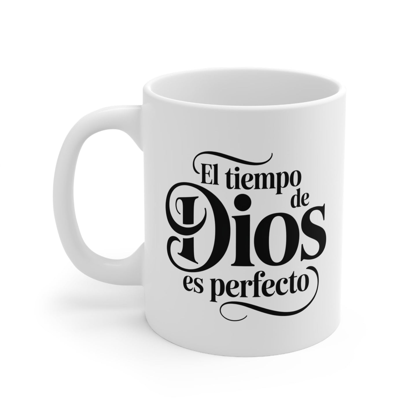 ▶ Taza Cerámica 11 oz El Tiempo De Dios Es Perfecto Regalo Cristiano Inspirador Para Hombre Mujer Pastor Católico Creyente Jesús Fe Esperanza Oración Frase Bíblica Café Té Religioso Espiritual
