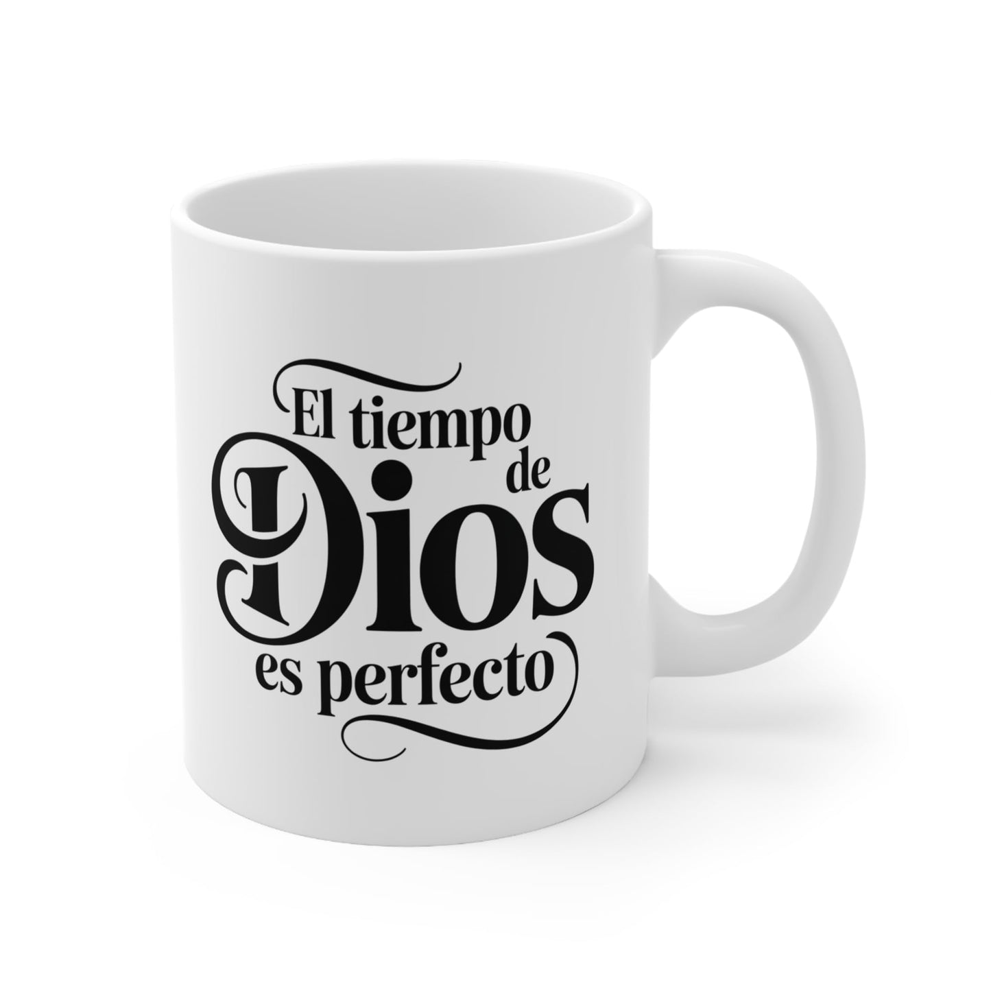 ▶ Taza Cerámica 11 oz El Tiempo De Dios Es Perfecto Regalo Cristiano Inspirador Para Hombre Mujer Pastor Católico Creyente Jesús Fe Esperanza Oración Frase Bíblica Café Té Religioso Espiritual