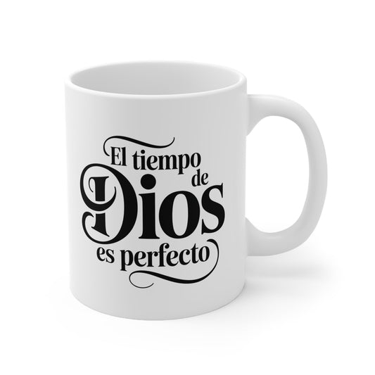 ▶ Taza Cerámica 11 oz El Tiempo De Dios Es Perfecto Regalo Cristiano Inspirador Para Hombre Mujer Pastor Católico Creyente Jesús Fe Esperanza Oración Frase Bíblica Café Té Religioso Espiritual