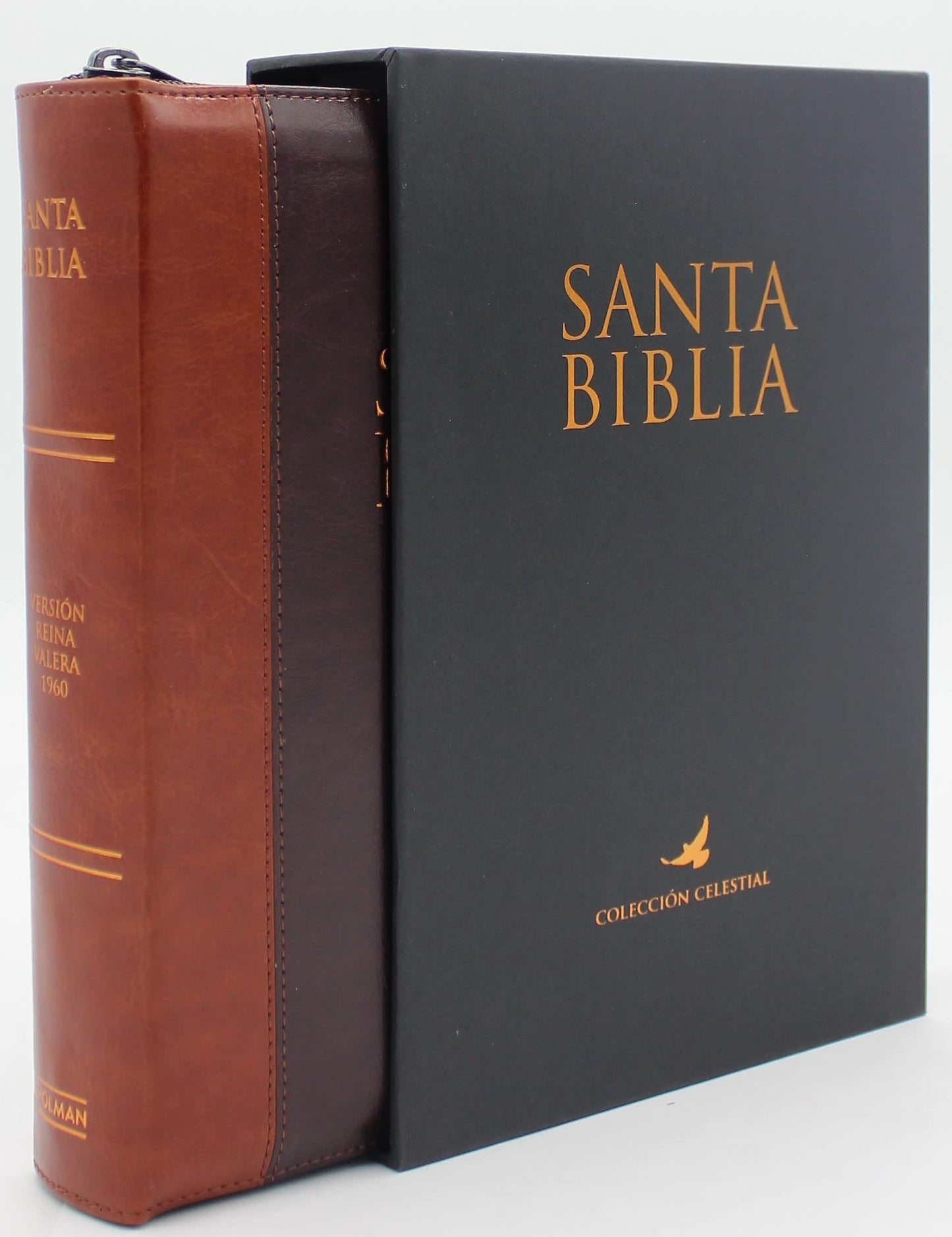 Biblia Reina Valera 1960 Letra Grande en Español de 14 puntos-Tamaño manual con Cierre, Indice, foro en semil piel color caoba/ RVR 1960 Large Giant Print Bible in Spanish edition, brown with zipper