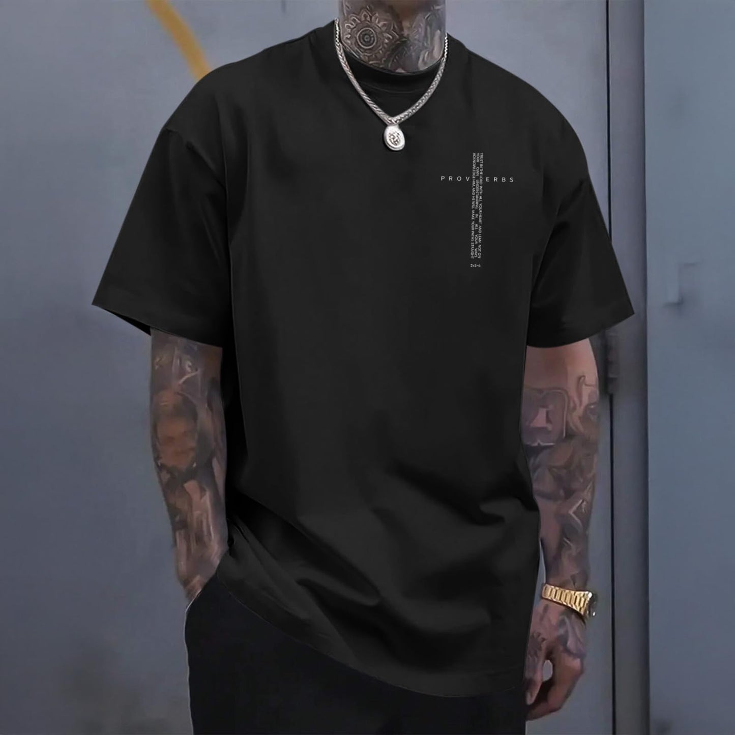 ▶Camisetas cristianas para hombre, estilo clásico, religioso, con versículo bíblico, playera con fe de Jesús, playera con gráficos inspiradores, Negro -, M