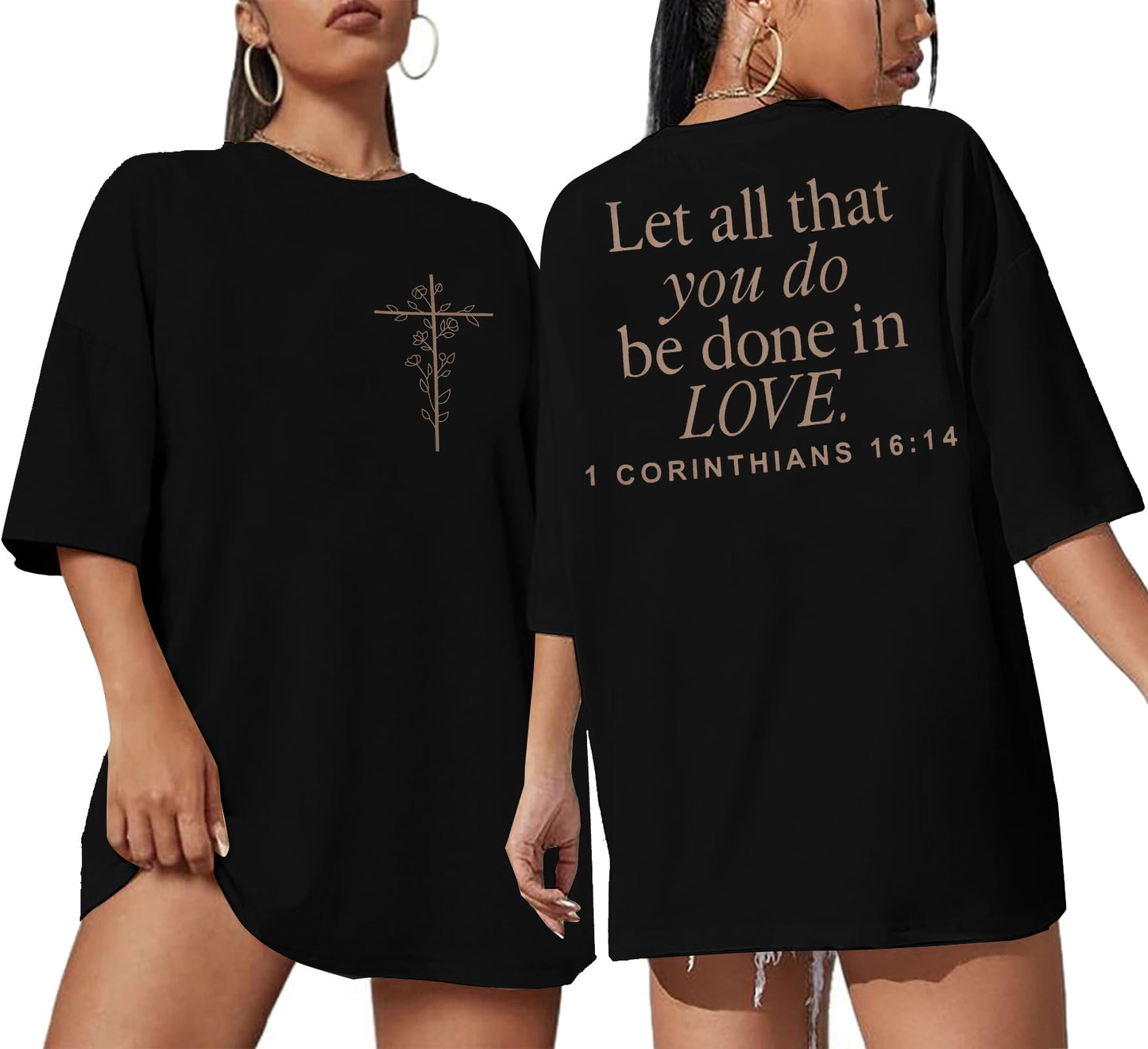 ▶Camisas cristianas para mujer, playera de gran tamaño, playera de religión, camisetas de fe religiosa, camisetas de manga corta con gráficos inspiradores, Negro -, Small