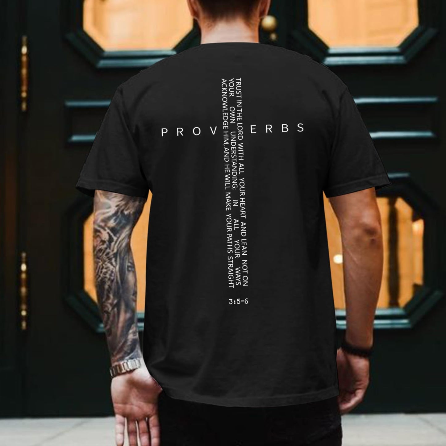 ▶Camisetas cristianas para hombre, estilo clásico, religioso, con versículo bíblico, playera con fe de Jesús, playera con gráficos inspiradores, Negro -, M