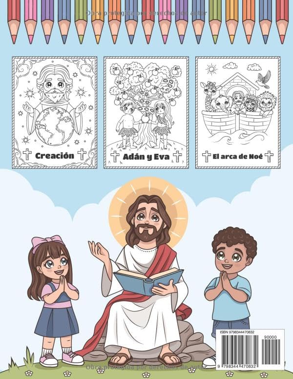 Historias bíblicas para colorear: Libro Cristiano para Colorear sobre la Biblia para niños (Spanish Edition)