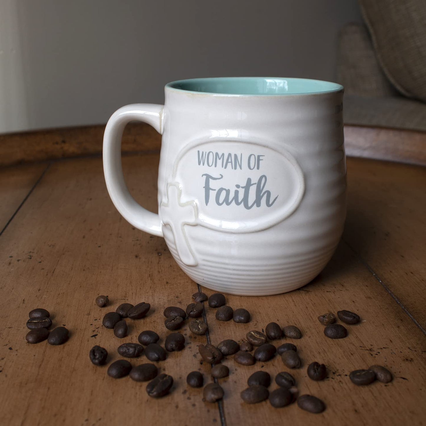 ▶ Taza de cerámica para mujer de fe, 14 onzas líquidas Multi
