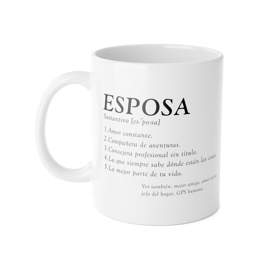 ▶ Taza Cerámica 11 oz Definicion Esposa con Frase Divertida Tierna para Mujer Especial en tu Vida Detalle Romántico Pareja Diseño Creativo Emotivo Ideal Café Té Chocolate Cerámica Amor Diario