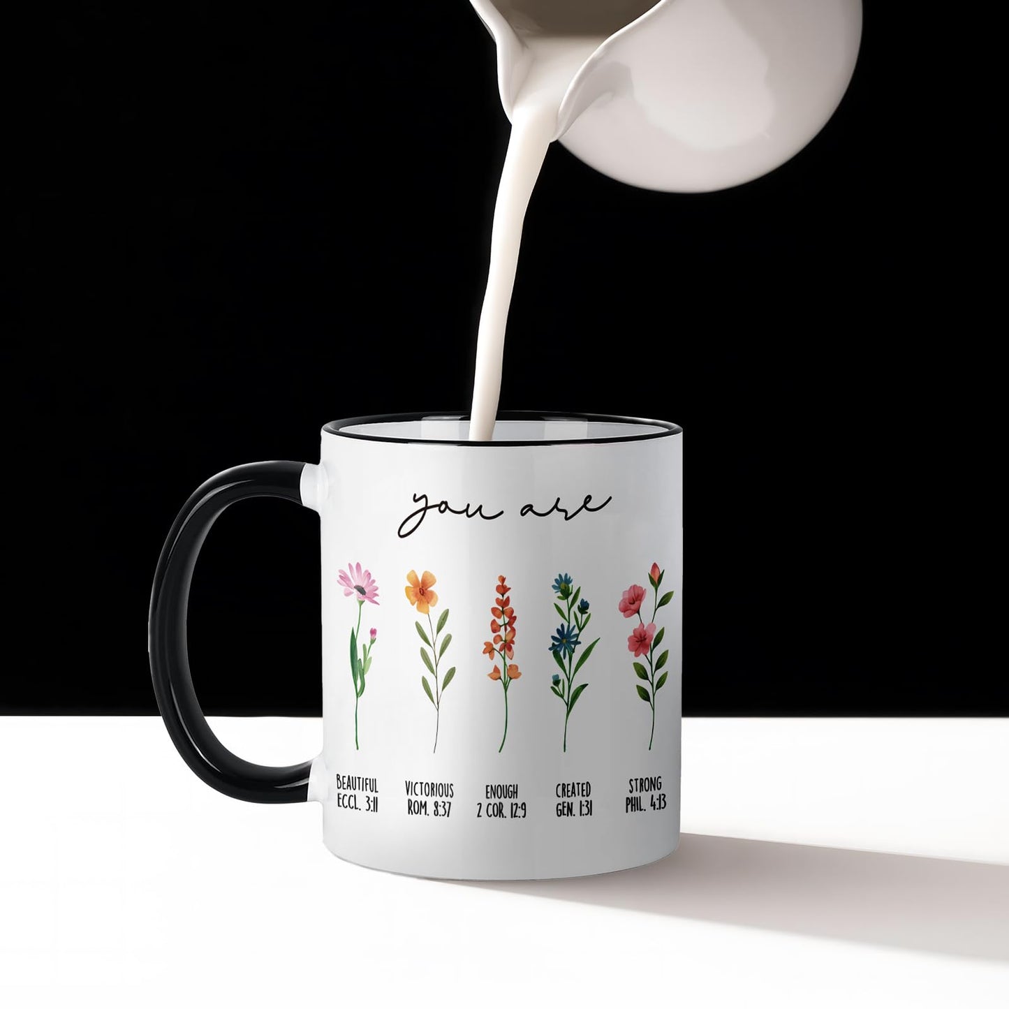 ▶ Regalos cristianos para mujeres, taza cristiana con flores, regalos de cumpleaños para mujeres, regalos inspiradores, religiosos para hermana, amiga, hija, mamá, taza de café cristiano, 11 onzas