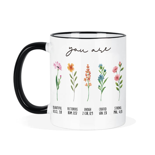 ▶ Regalos cristianos para mujeres, taza cristiana con flores, regalos de cumpleaños para mujeres, regalos inspiradores, religiosos para hermana, amiga, hija, mamá, taza de café cristiano, 11 onzas