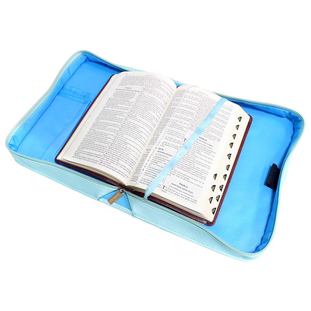 INSPRING - Funda de piel sintética para la Biblia y juego de pestañas florales con asa plana, regalo de Pascua cristiana para mujeres y niñas, se adapta a Biblias de hasta 10.5 x 7 x 2.6 pulgadas