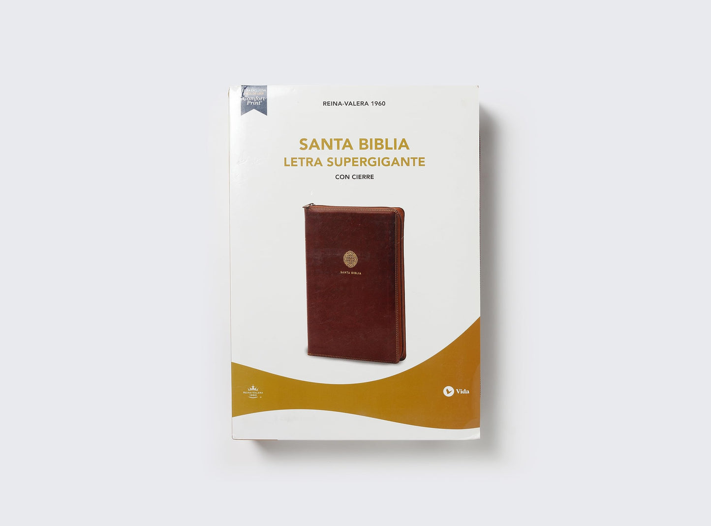 Rvr60 Santa Biblia Letra Supergigante, Leathersoft, Café C/Cierre