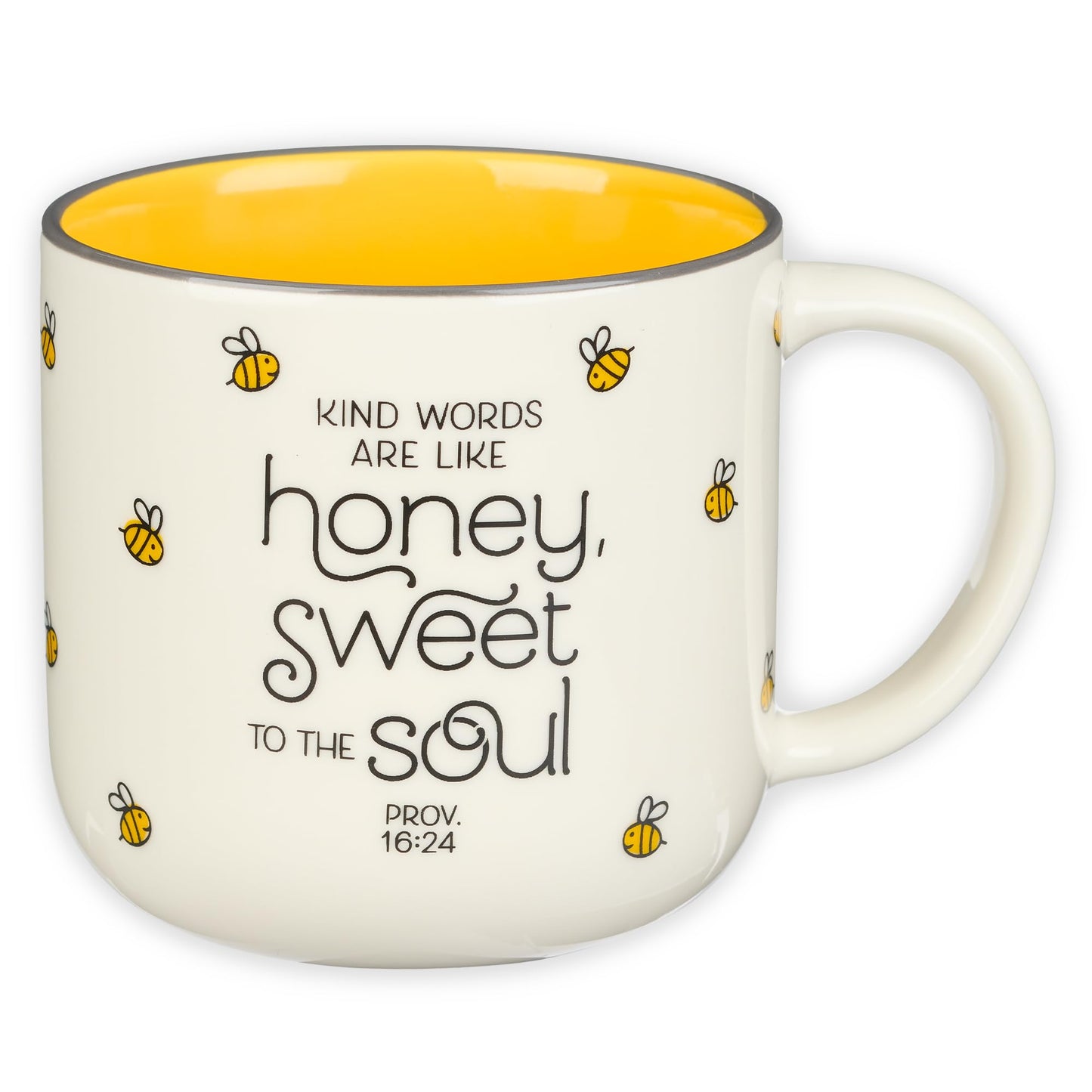 ▶  Taza grande de cerámica para café y té para mujer: las palabras amables son como el versículo bíblico inspirador, no tóxico/sin plomo, apto para microondas y lavaplatos, taza de