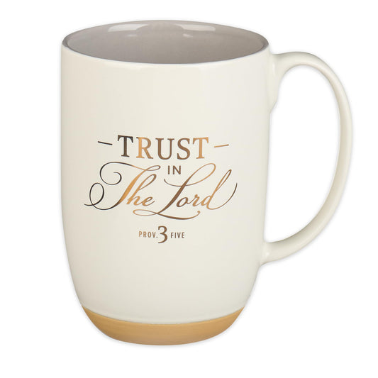 ▶ Taza de cerámica para café y té con texto en inglés "Christian Art Gifts - Taza inspiradora para mujeres y hombres: Trust in the Lord - Prov. 3:5 sin plomo con base de arcilla y