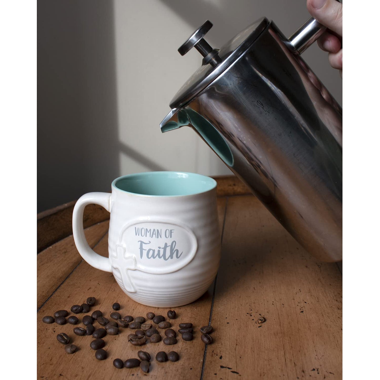 ▶ Taza de cerámica para mujer de fe, 14 onzas líquidas Multi