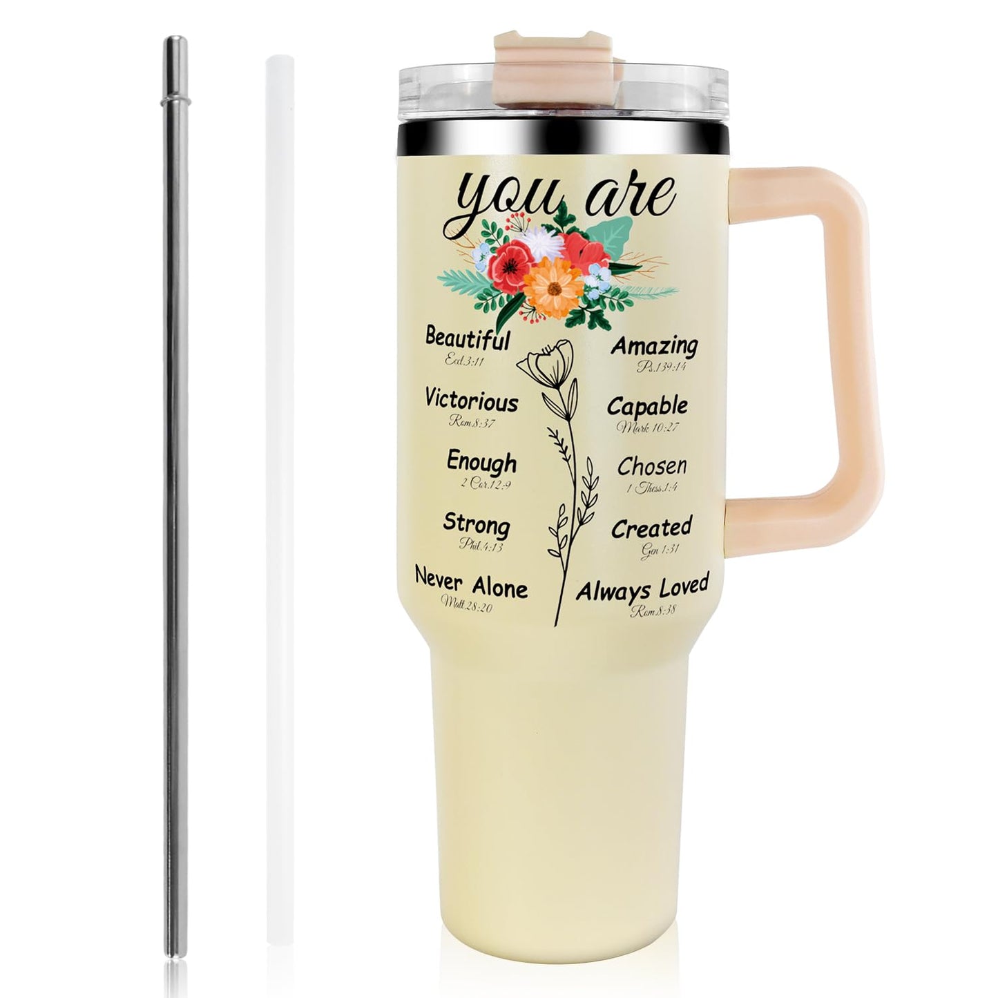 ▶ Regalos cristianos para mujeres, vasos de 40 onzas para mujeres, tazas de café con versículo bíblico, regalos religiosos de fe inspiradores para mujeres en cumpleaños, aniversario, vaso de 40 onzas