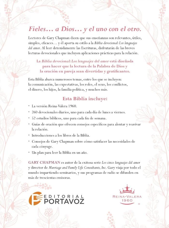 Biblia Devocional Los Lenguajes del Amor Rvr60 - Edición Oro Rosa (the Love Languages Devotional Bible Rvr60- Rose Gold)