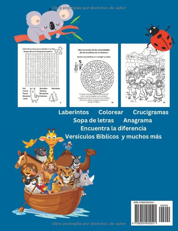 Libro Cristiano en español para Niños Actividades Bíblicas y para Colorear: Spanish Christian Book for kids - Laberintos Crucigramas Sopa de letras ... Sunday School Supplies) (Spanish Edition)