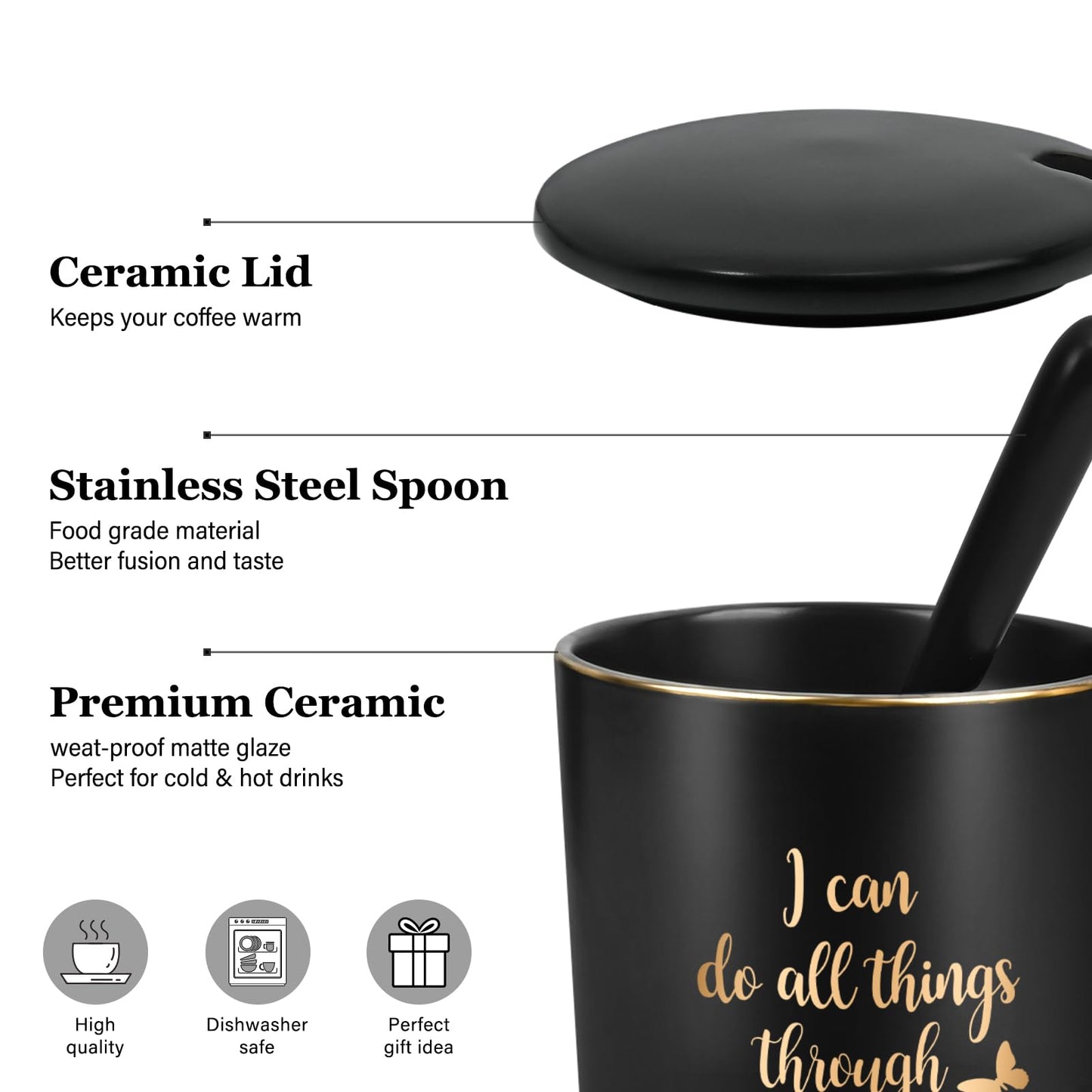 ▶Taza de café cristiana, I Can Do All Things Through Christ, taza de sacerdote, 14 onzas, cerámica, regalo religioso, Navidad